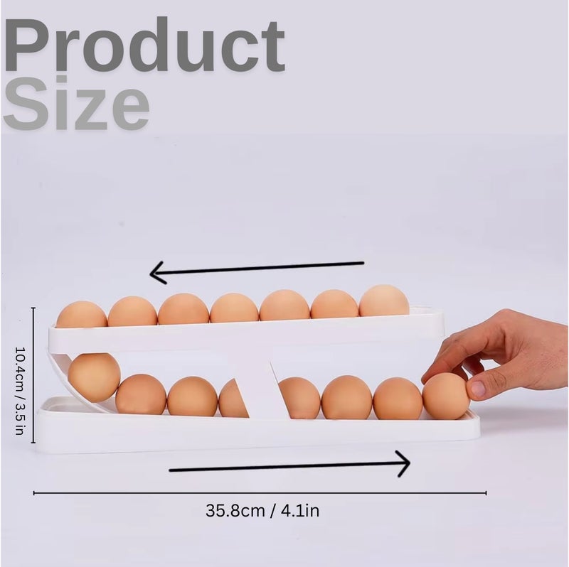 شيك سكوير منظم بيض أوتوماتيكي من طبقتين - حاوية تخزين بيض بلاستيكية للثلاجة، منظم تخزين للمطبخ، منظم ثلاجة، صينية بيض، أجهزة مطبخ، منظم خزانة - Image 5