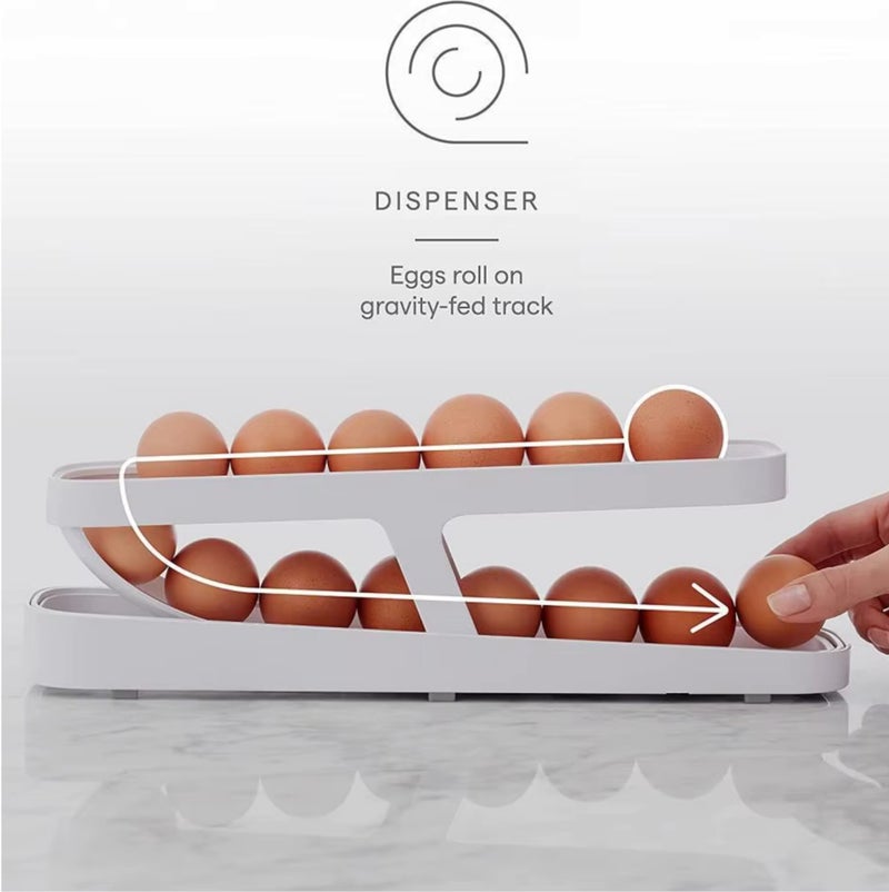 شيك سكوير منظم بيض أوتوماتيكي من طبقتين - حاوية تخزين بيض بلاستيكية للثلاجة، منظم تخزين للمطبخ، منظم ثلاجة، صينية بيض، أجهزة مطبخ، منظم خزانة - Image 4