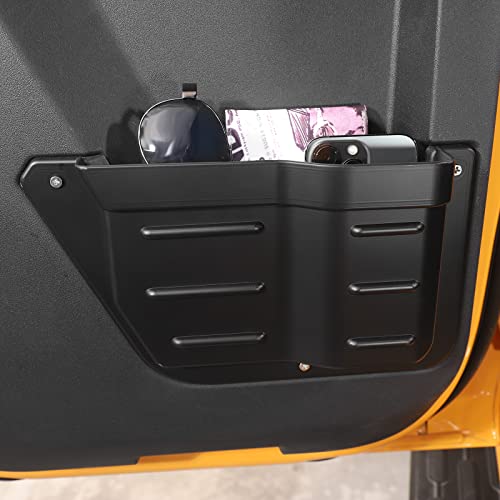 Jimen Compatible with Ford Bronco 4 Door 2021-2023, 4PCS Front & Rear Door Side Pockets Storage Box Organizer Cup Holder Interior Accessories - Image 5