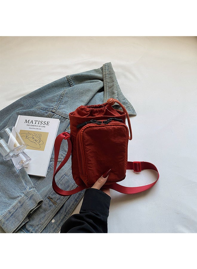 Niche Design Crossbody Shoulder Bottle Bag Mobile Phone Bag Waterproof Yoga Bag Running Outdoor Carrying Bag-Colour:Red - Image 1