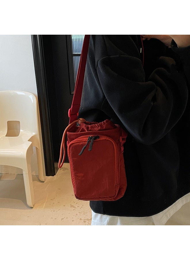 Niche Design Crossbody Shoulder Bottle Bag Mobile Phone Bag Waterproof Yoga Bag Running Outdoor Carrying Bag-Colour:Red - Image 4