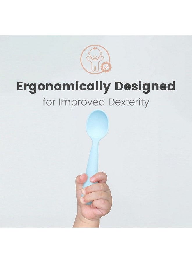 Miniware First Bite Bowl Set For Babies With Spoon Silicon Lid And Detachable Suction Foot Plant Based Nontoxic Material Vanilla Aqua One Size  - Image 5