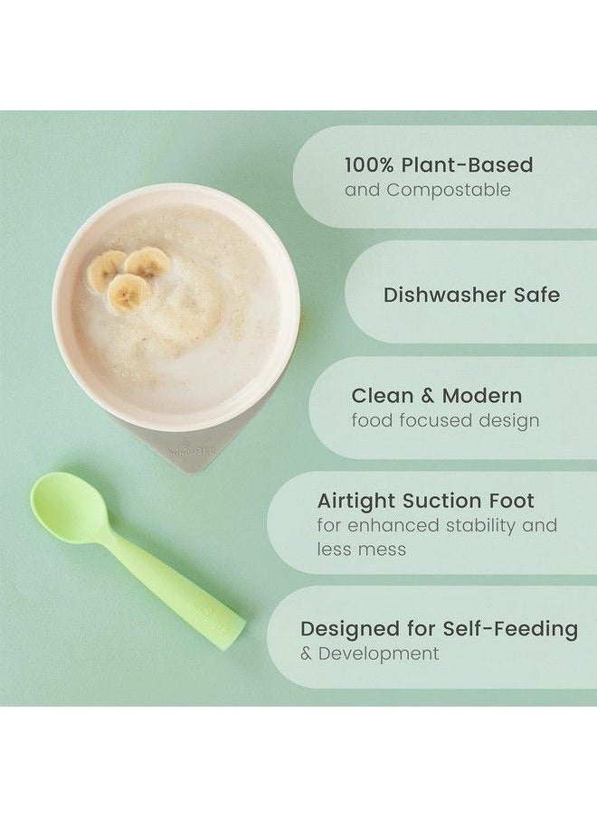Miniware First Bite Bowl Set For Babies With Spoon Silicon Lid And Detachable Suction Foot Plant Based Nontoxic Material Vanilla Aqua One Size  - Image 4