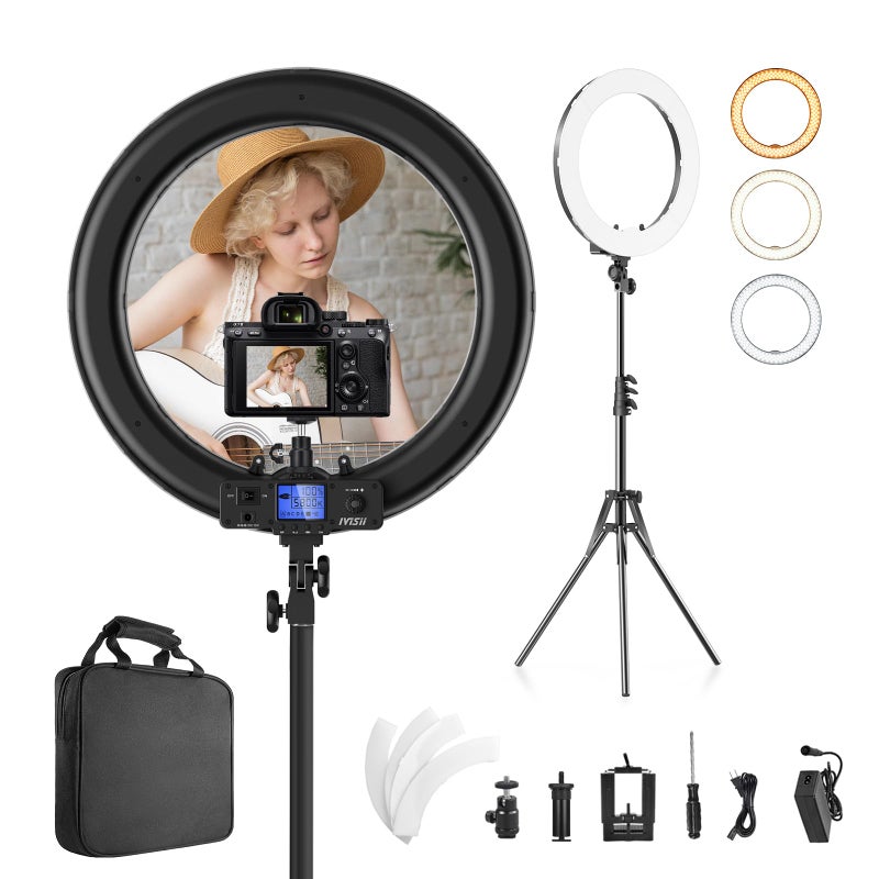 IVISII Ring Light,19inch LED Ring Light with Stand &LCD Display Adjustable Color Temperature 3000K-5800K, Makeup Light for YouTube Video Shooting, Portrait, Vlog, Selfie 【Upgraded Version】 - Image 1