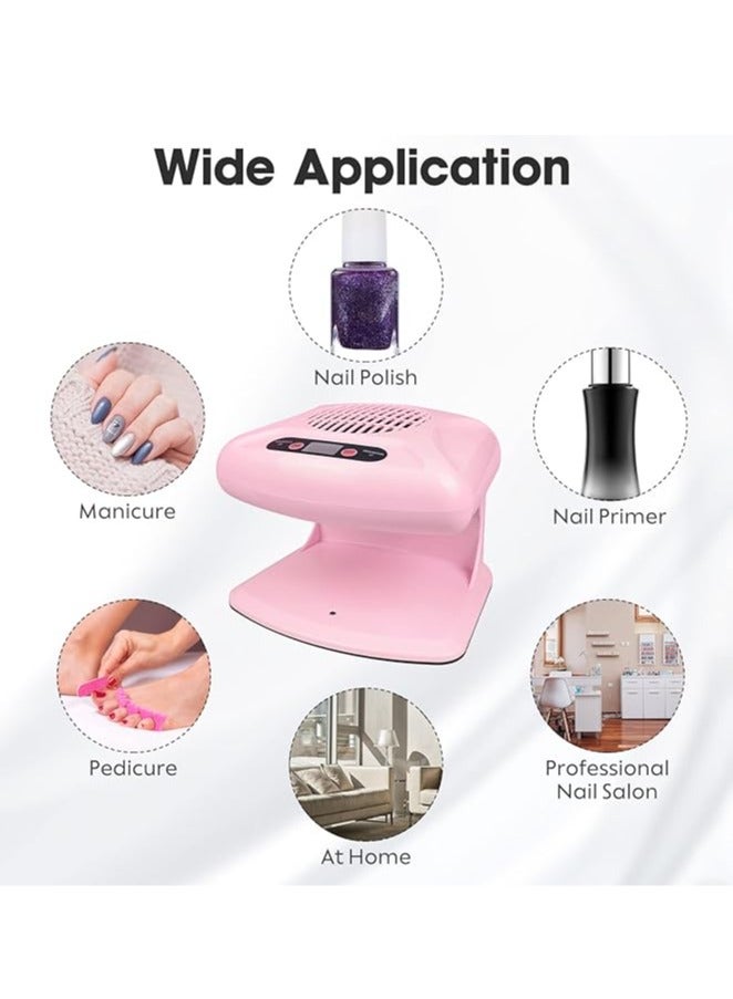 Air Nail Dryer, 300W Nail Fan Blower Dryer Machine with Infrared Sensor, Automatic Induction Cold Hot Wind Dryer for Regular Nail Polish, Home Salon (Pink) - Image 5