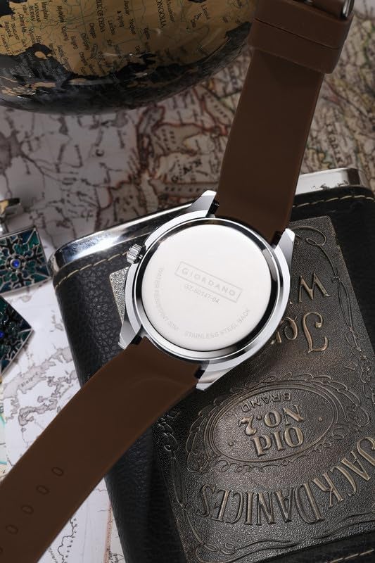 Giordano Stylish World Map Design Analog Watch for Men with Silver Case Round Dial, Textured Silicone Strap, Water Resistant and Date Display Function - GZ-50147 - Image 5