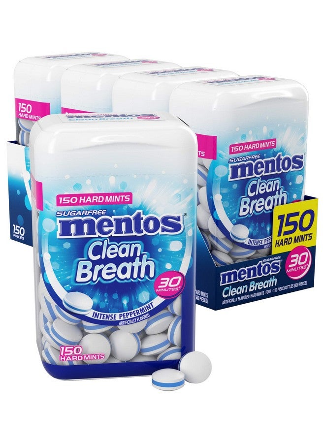منتوس مينتوس كلين بريث خالي من السكر بنكهة النعناع القوي، 150 قطعة، نكهة النعناع المكثف (عبوة من 4 زجاجات) - Image 1