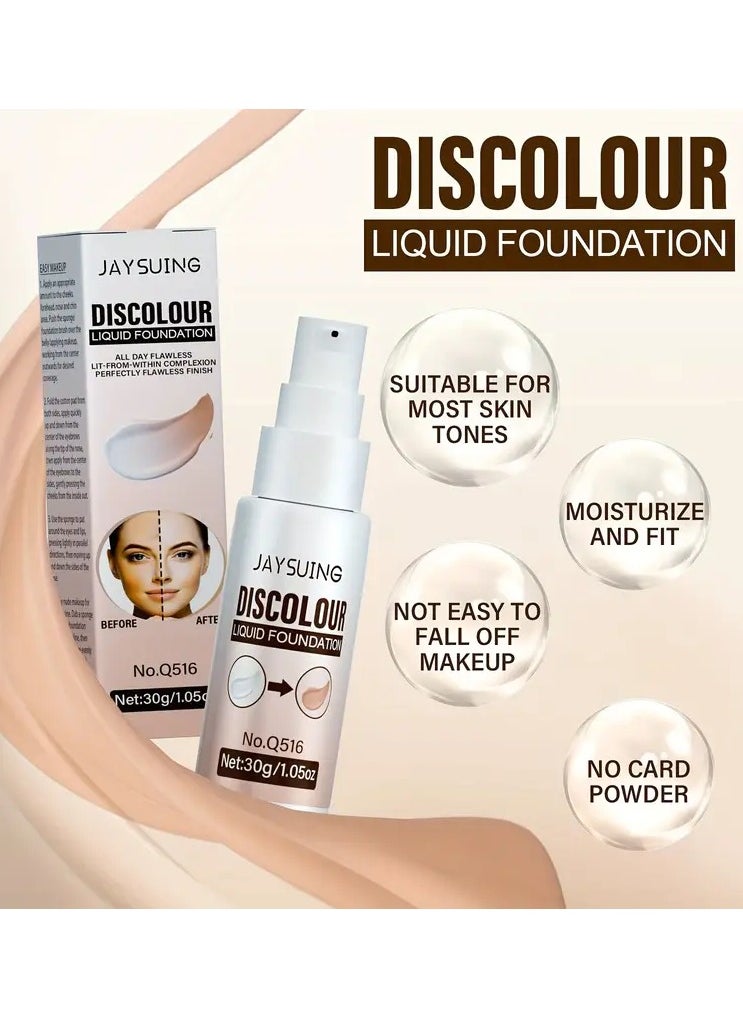 Color-Changing Liquid Foundation - Brightens & Conceals, Long-Lasting, Moisturizing for All Skin Tones