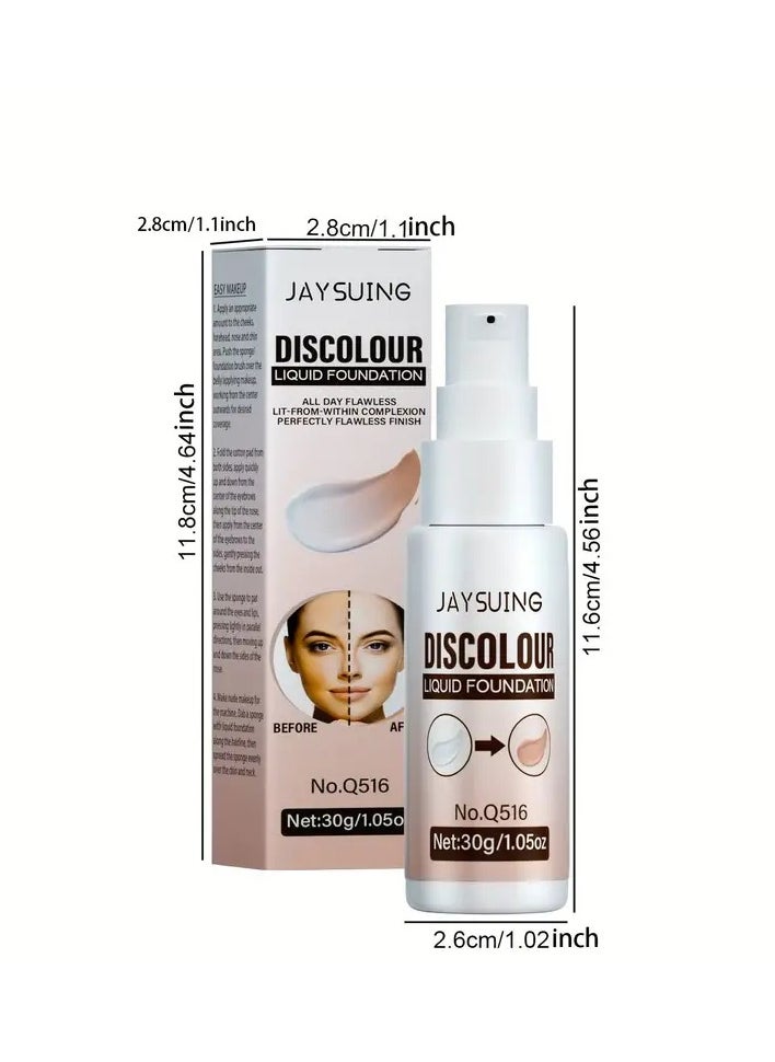Color-Changing Liquid Foundation - Brightens & Conceals, Long-Lasting, Moisturizing for All Skin Tones