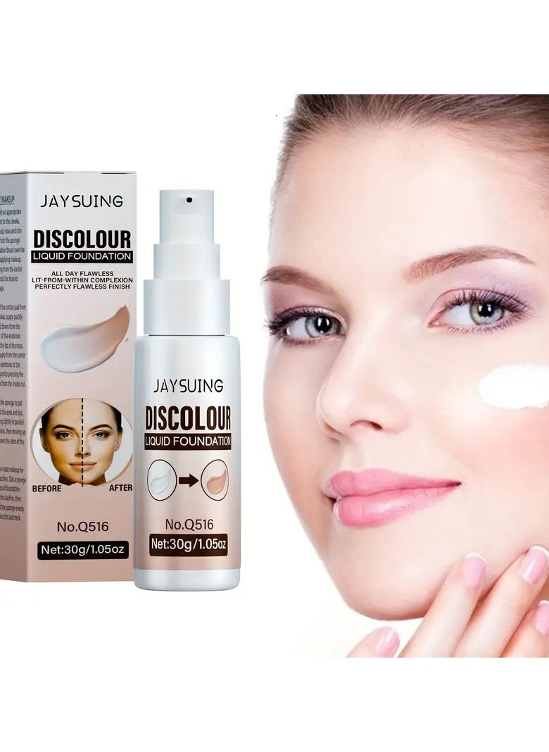 Color-Changing Liquid Foundation - Brightens & Conceals, Long-Lasting, Moisturizing for All Skin Tones