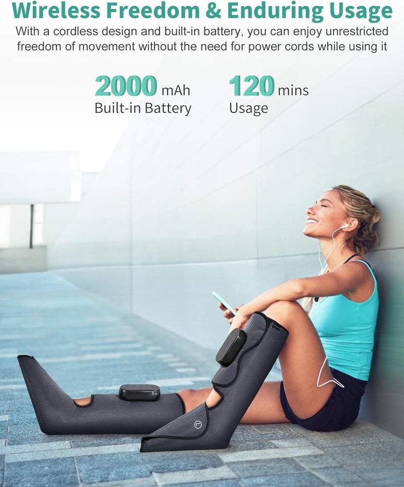 Medcursor Cordless Foot and Leg Massager with Heat Rechargeable Leg Massager for Circulation and Pain Relief After Exercise Portable Massager Boots for Home Office Gym Use FSA HSA Eligible - Image 5