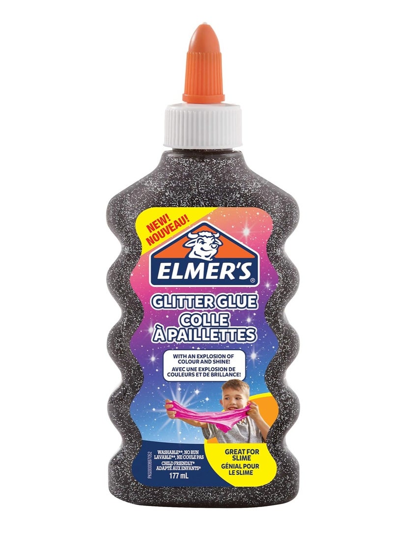 ELMER'S Washable Glitter Glue 177ml Black - Image 1