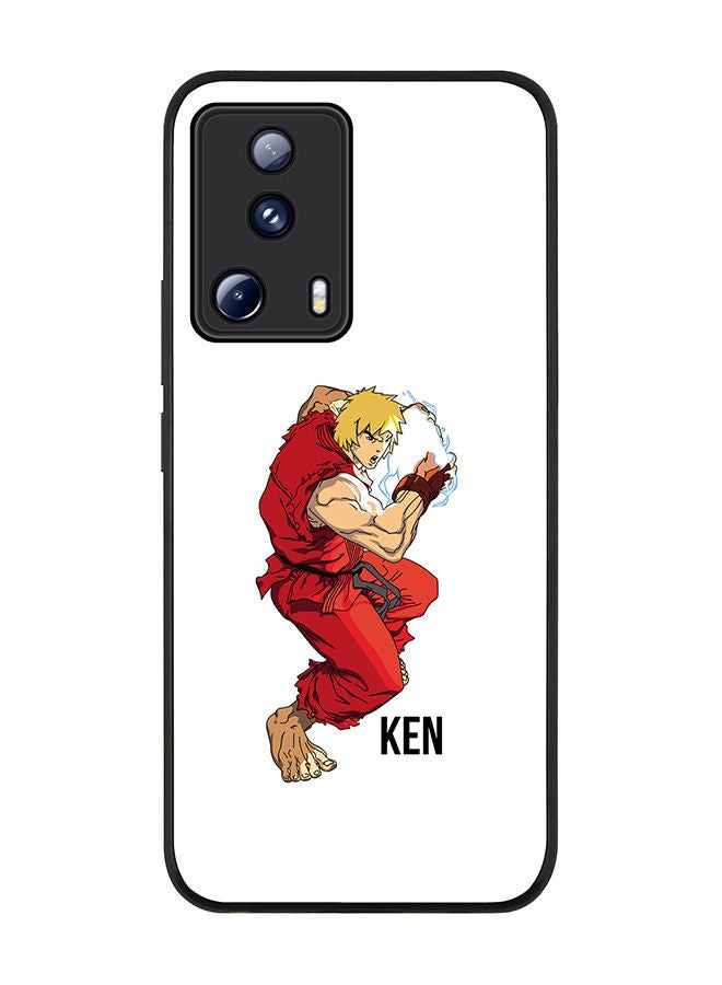 Stylizedd Rugged Black edge case for Xiaomi 13 Lite 5G / Xiaomi Civi 2 5G, Slim fit Soft Case Flexible Rubber Edges Anti Drop TPU Gel Thin Cover -  Street Fighter - Ken (White) - Image 1