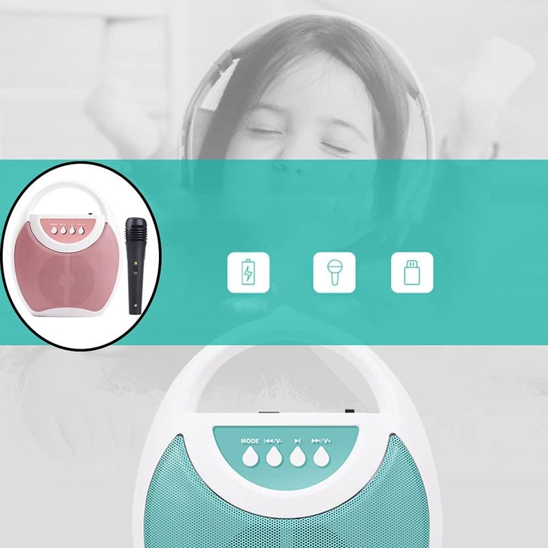 klarako Karaoke Machine for Kids with Microphones, Kids Music Player with Pre Loaded Songs & Bluetooth, Aux Connection Singing Machine Karaoke for Toddler  Pink - Image 5