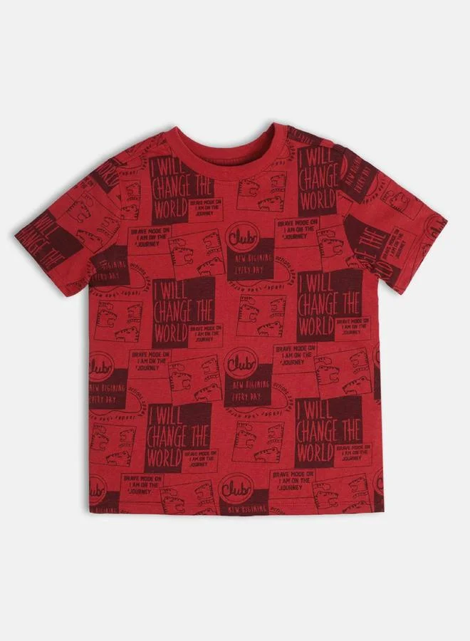 MINIKLUB Boys Cotton Printed Regular Fit T-Shirt