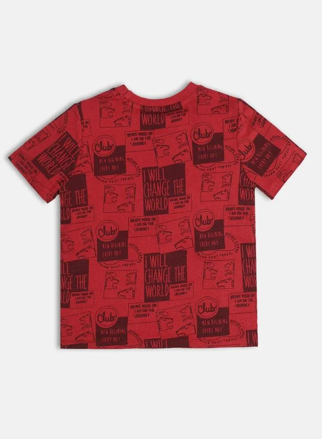 MINIKLUB Boys Cotton Printed Regular Fit T-Shirt