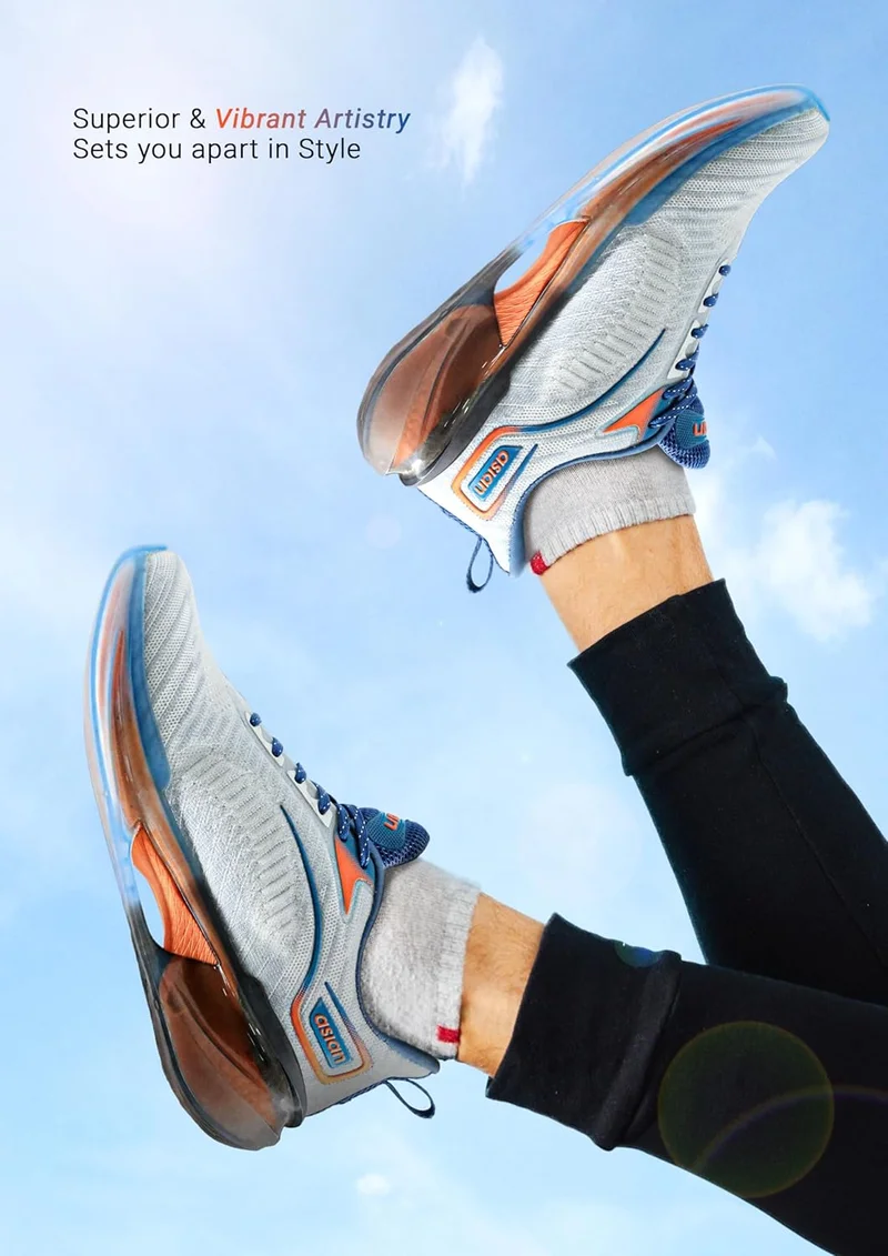 Asian Men's White Slate Running Shoes with Laces