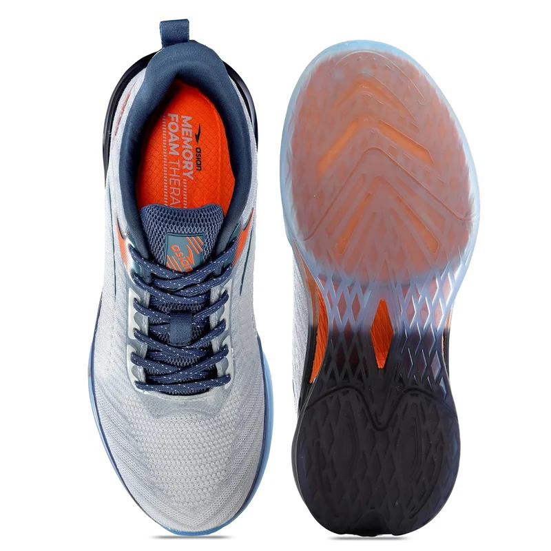 Asian Men's White Slate Running Shoes with Laces