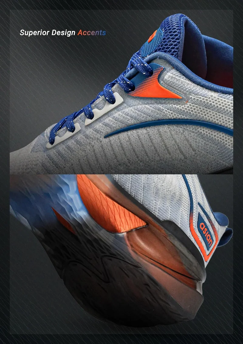Asian Men's White Slate Running Shoes with Laces
