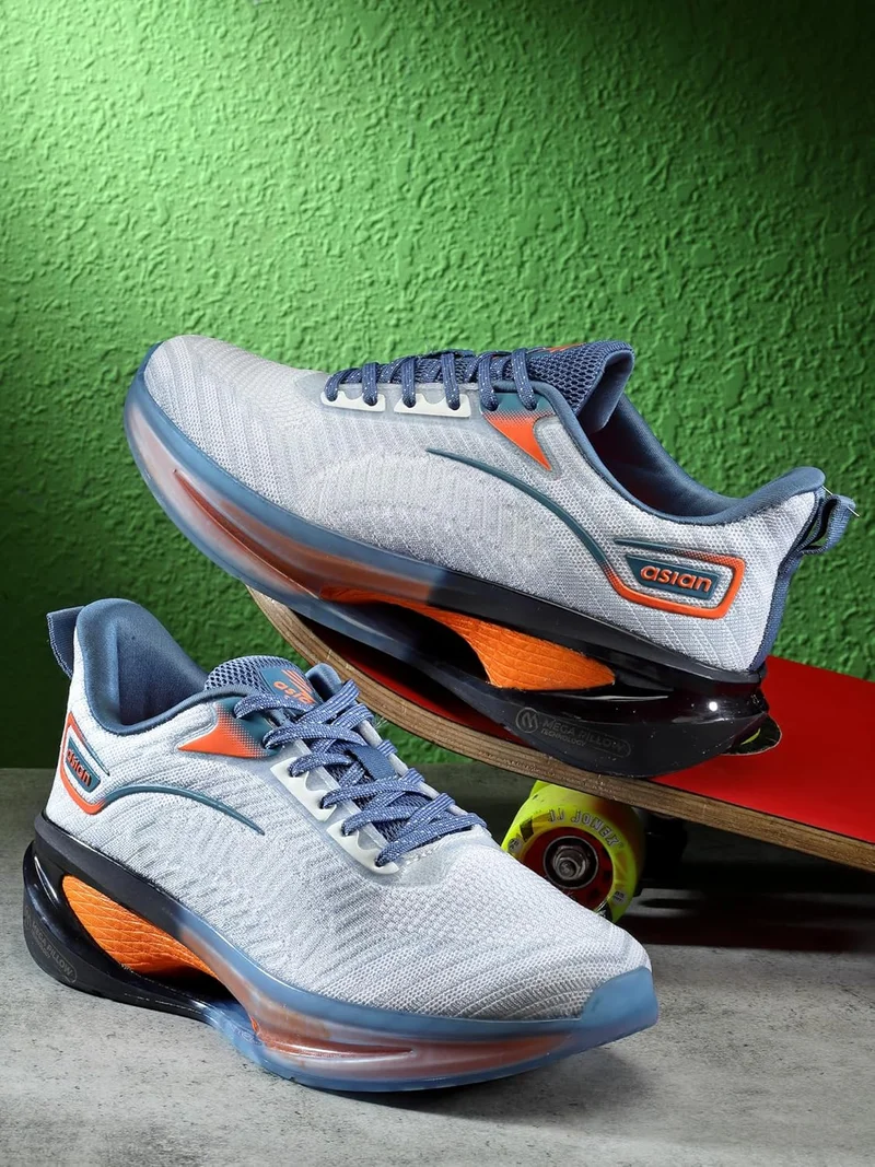 Asian Men's White Slate Running Shoes with Laces