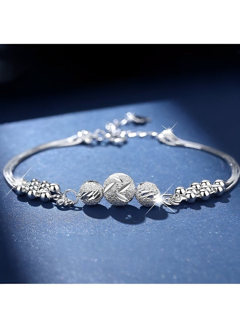 REOCLE Women's Multi-Layered Sterling Silver Bracelet - Elegant and Versatile Gift for Special Occasions - Image 1