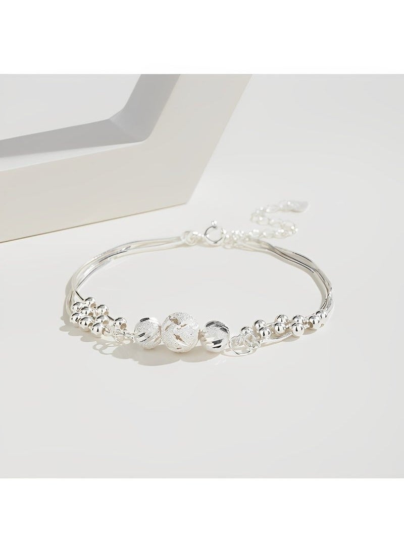REOCLE Women's Multi-Layered Sterling Silver Bracelet - Elegant and Versatile Gift for Special Occasions - Image 5