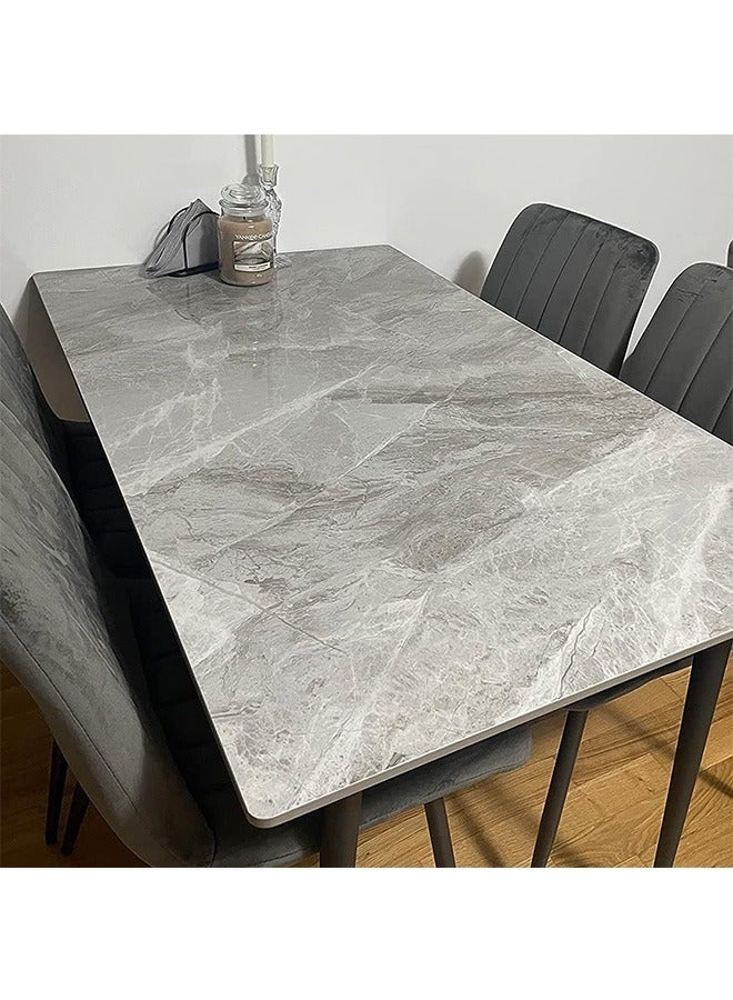 Generic Kitchen Dining Table Marble Tabletop Rectangular 120cm Modern Sintered Stone Grey Pattern High Gloss Marble Effect Top Dinner Tables 4 Seater with Tapered Metal Legs Dining Room Home Lounge - Image 3