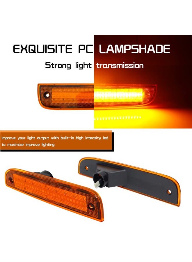 Tonsya Compatible With 1997 1998 1999 2000 2001 Jeep Wrangler Front Bumper side Corner Parking Marker Light Amber Led Amber Lens CH2551118,CH2550118,55055147,55055146 - Image 2