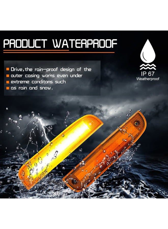 Tonsya Compatible With 1997 1998 1999 2000 2001 Jeep Wrangler Front Bumper side Corner Parking Marker Light Amber Led Amber Lens CH2551118,CH2550118,55055147,55055146 - Image 4