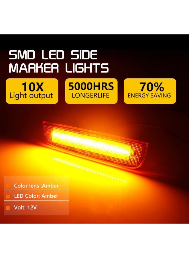 Tonsya Compatible With 1997 1998 1999 2000 2001 Jeep Wrangler Front Bumper side Corner Parking Marker Light Amber Led Amber Lens CH2551118,CH2550118,55055147,55055146 - Image 3