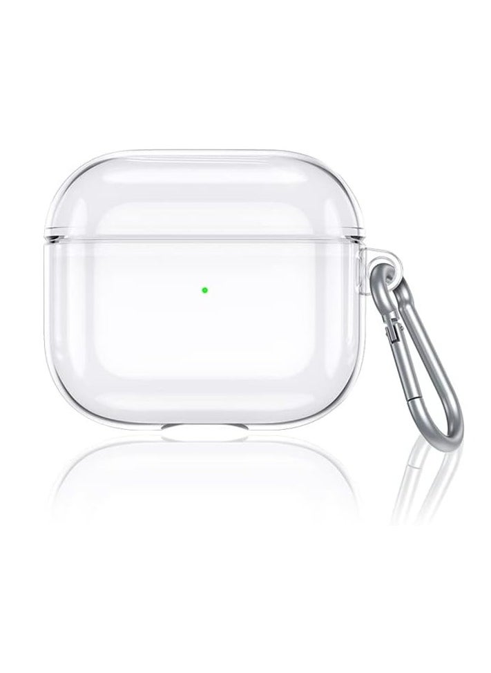 Generic - Clear Silicone Case Cover for Airpods 3 with Carabiner,Transparent Protective Soft TPU Skin Case Waterproof Shockproof Cover,Front LED Visible Compatible with Apple AirPods 3rd Generation - Image 1