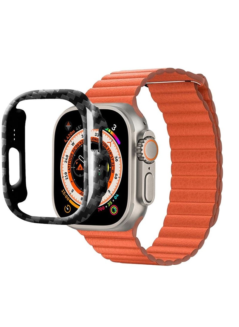 CATANES 2 Packs For Apple Watch Band 49mm Leather Loop Band Magnetic Watch Strap Wristband and Carbon Fiber Cup Holder Orange - Image 3