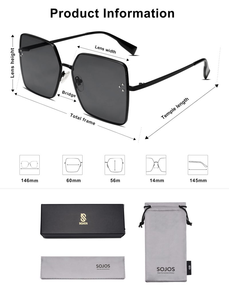 SOJOS Trendy Square Sunglasses Womens Big Oversized Designer Style UV Protection Sunnies Shades SJ1170 - Image 5