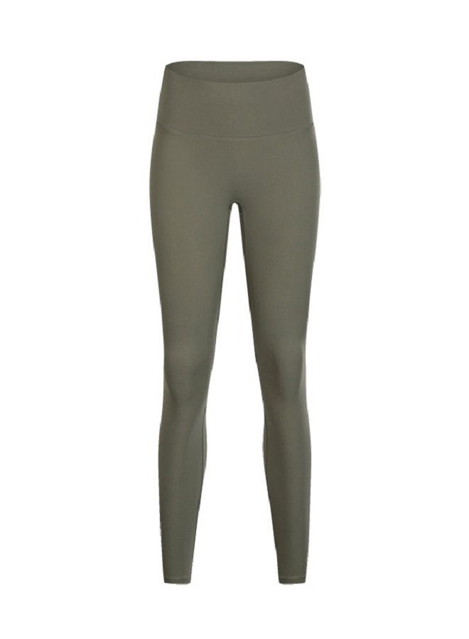 Loquat Solid Stretch Yoga Long Pants Moss Green  - Image 1