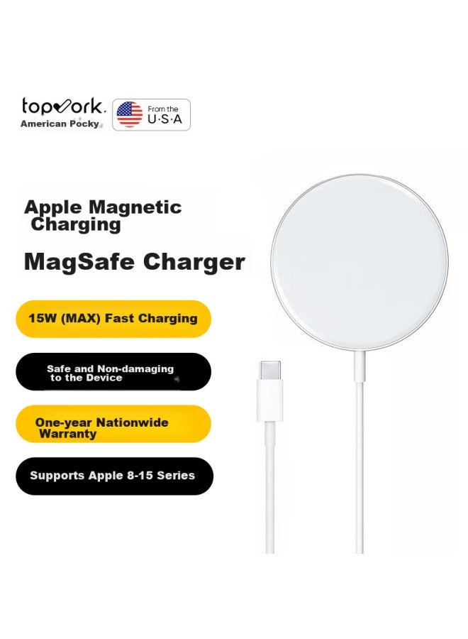 Topvork Apple 15 Wireless Charger, Compatible With Iphone 15 Pro Max, Supports Magsafe Magnetic 15w Fast Charging, Suitable For Apple 14/13/12 Plus, Huawei, Xiaomi Phones - Image 1
