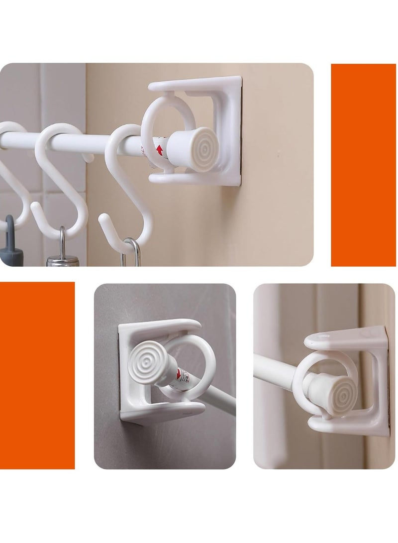 Oasisgalore No-Drill Rotating Ring Curtain Rod Brackets - 360° Swivel Self-Adhesive Holders for Bathroom, Kitchen( 8 Pack White ).  - Image 1