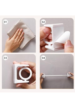 Oasisgalore No-Drill Rotating Ring Curtain Rod Brackets - 360° Swivel Self-Adhesive Holders for Bathroom, Kitchen( 8 Pack White ).  - Image 3
