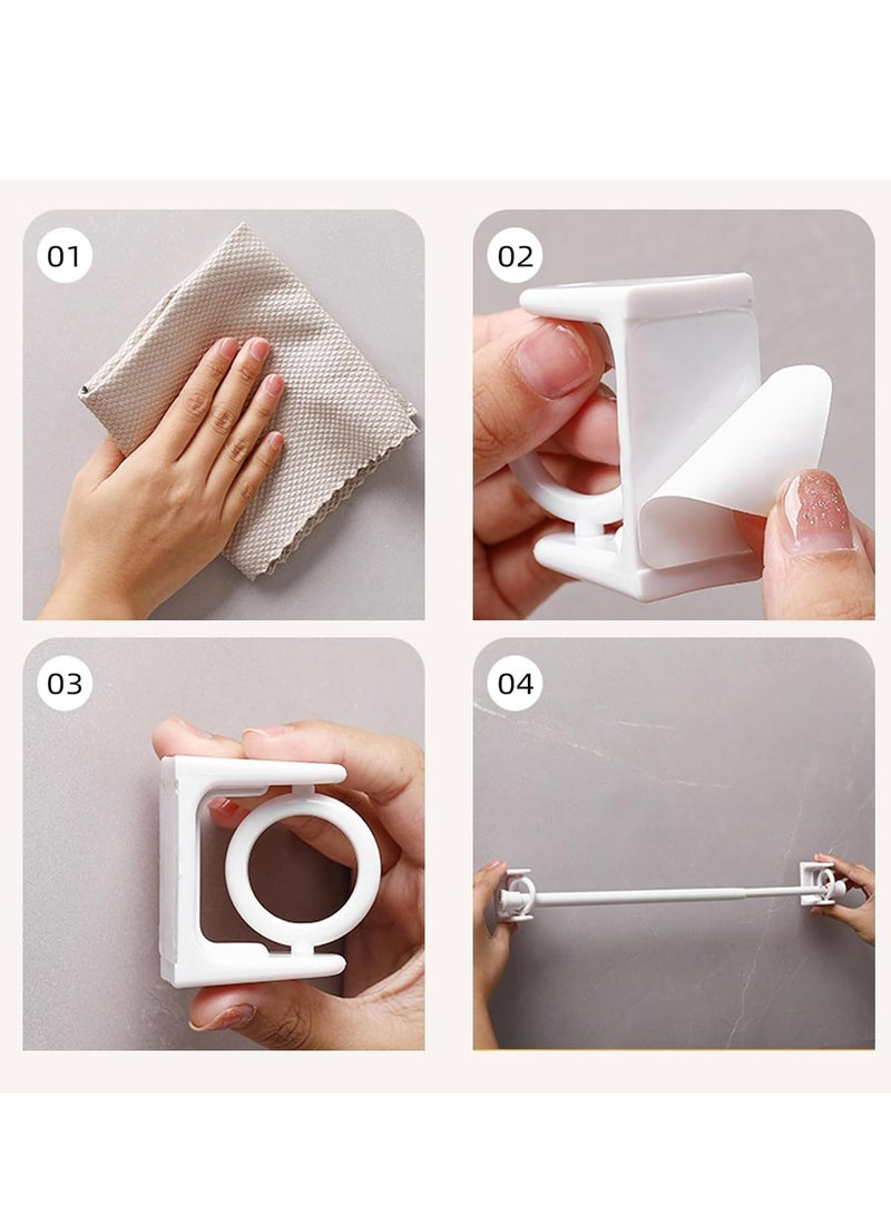 Oasisgalore No-Drill Rotating Ring Curtain Rod Brackets - 360° Swivel Self-Adhesive Holders for Bathroom, Kitchen( 8 Pack White ).  - Image 3