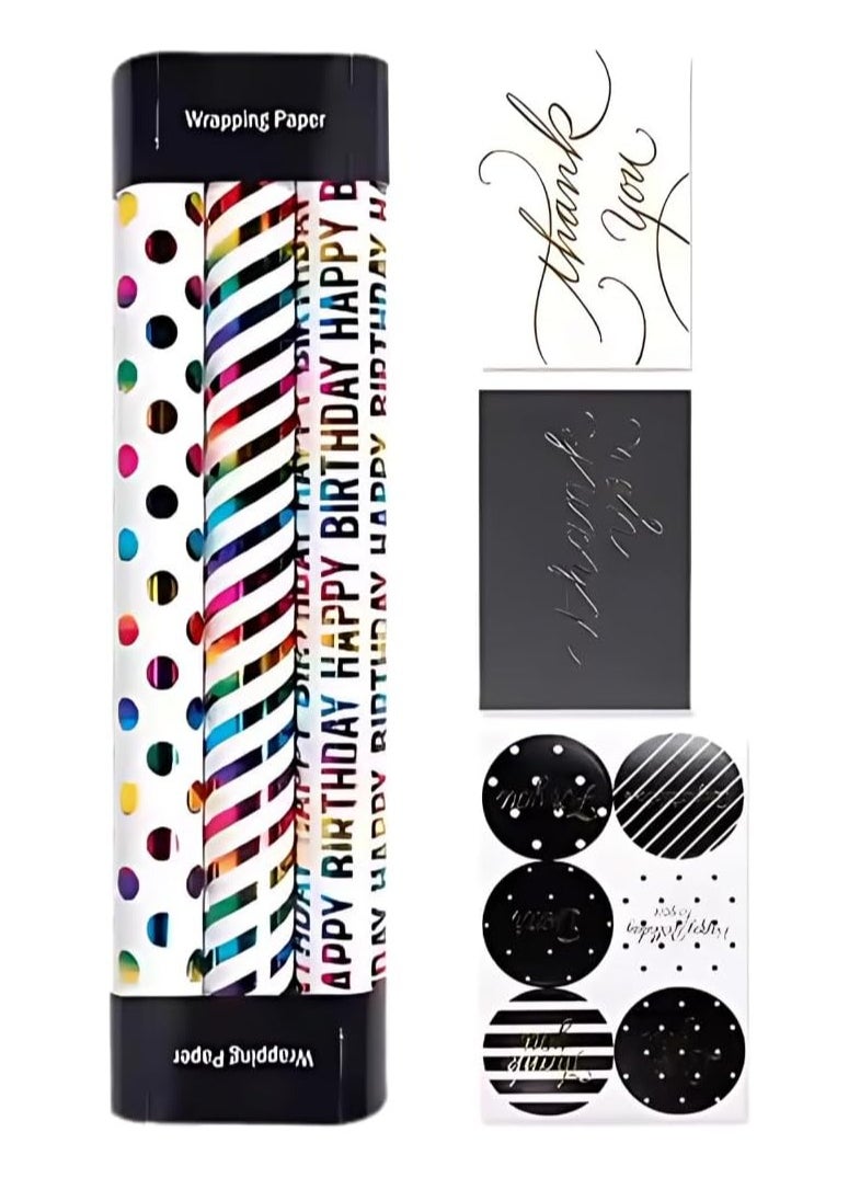 Generic Gift Wrapping Paper sheets rolls set Included 3 Pack Gift Wrap Paper with Stickers for Birthday Party Wedding Graduation Eid Boys Girls kids baby Men Women 43 cm X 300 cm Per Sheet  - Image 3