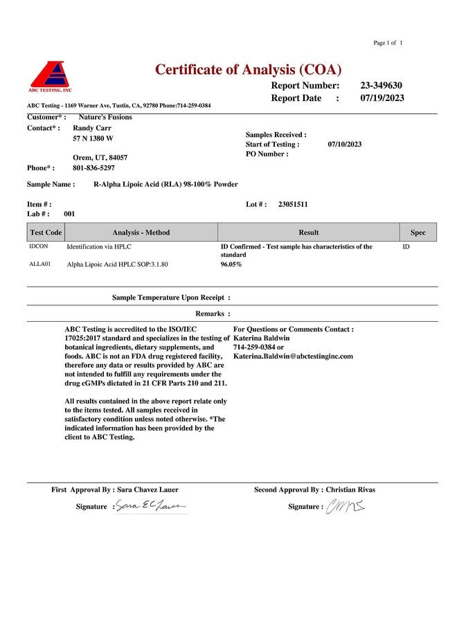 نايتشرز فوجنز كبسولات حمض ألفا ليبويك نيوتري آر من نيتشرز فيوجنز، 600 ملغ - مُثَبَّتة بالبيوتين - الشكل النشط R-ALA - الجرعة السريرية - مضاد أكسدة قوي ودعم طاقة الخلايا - 60 كبسولة نباتية - Image 3