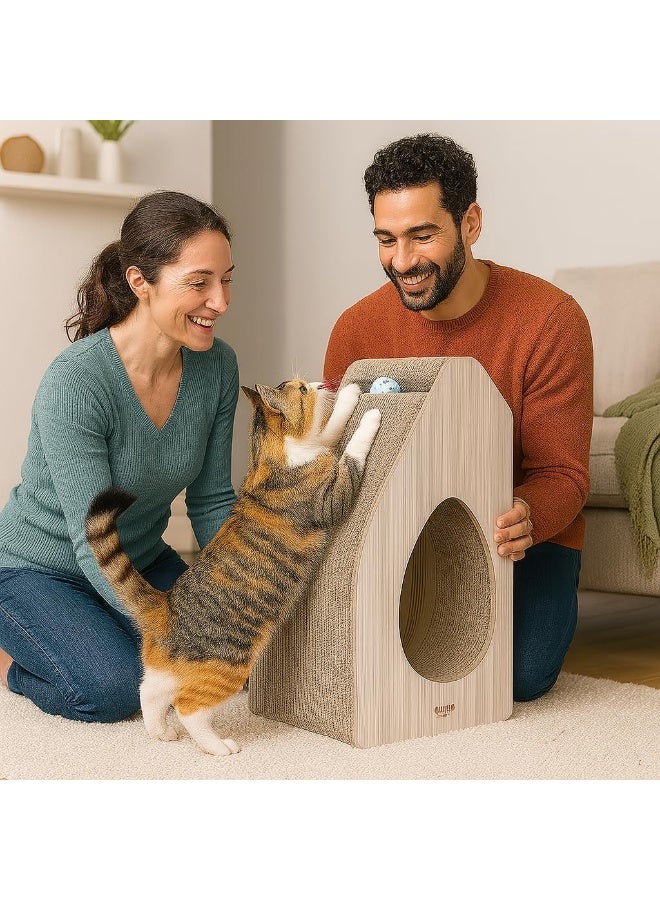 NNC PETS Cat Scratcher - Cat Scratching Post with Interactive Bell Ball Toy - Cat Tunnel, Catnip and Durable Corrugated Cardboard, Wear-Resistant - Cat Scratching Board for Indoor Cats & Kittens (55 cm) - Image 5
