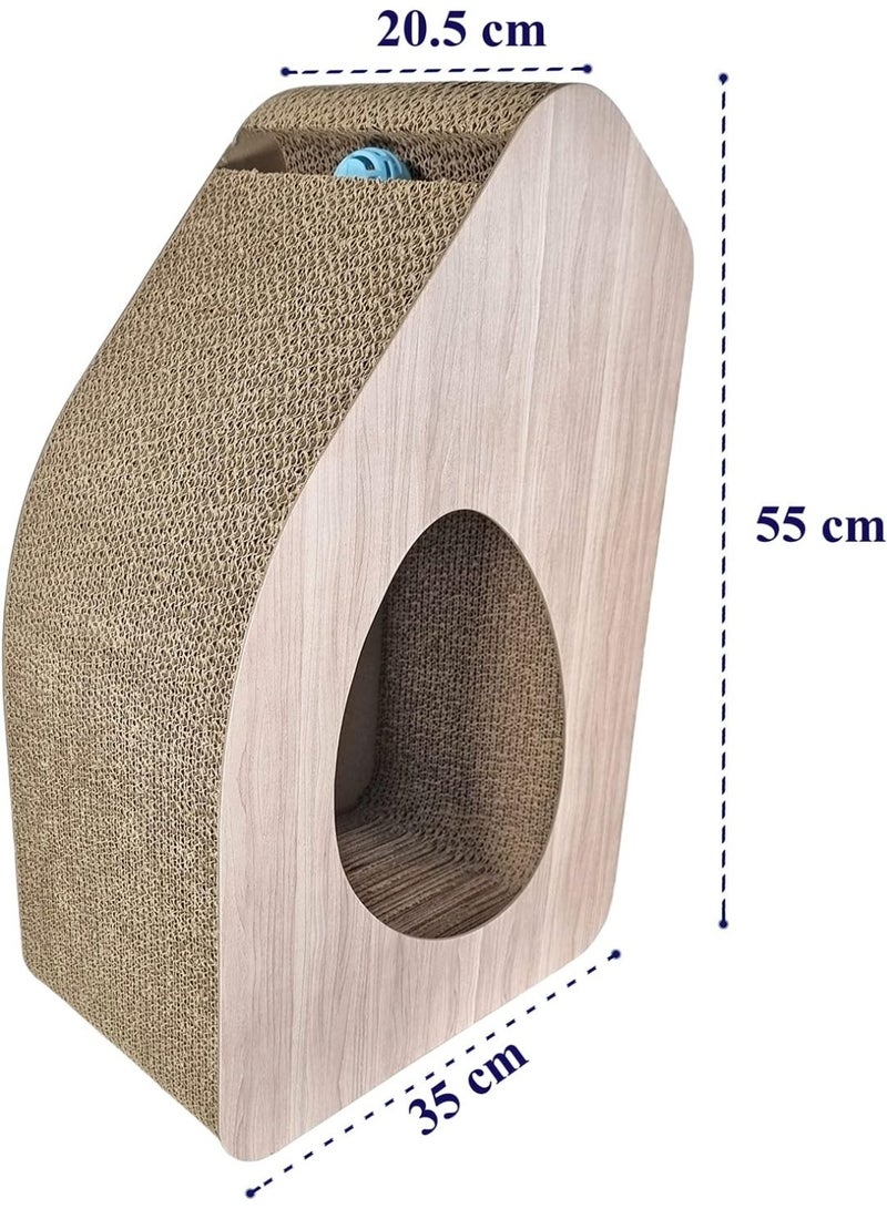 NNC PETS Cat Scratcher - Cat Scratching Post with Interactive Bell Ball Toy - Cat Tunnel, Catnip and Durable Corrugated Cardboard, Wear-Resistant - Cat Scratching Board for Indoor Cats & Kittens (55 cm) - Image 3