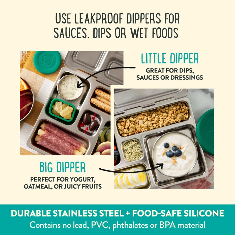 PlanetBox Rover Stainless Steel Bento Box Style Lunch Box Kit for Kids with 5 Compartments, Includes Insulated Lunch Bag, Leakproof Food Containers and Matching Mermaid Lagoon Magnets - Image 4