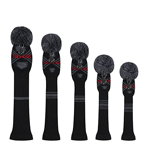 Scott Edward Abstract Pattern Dark Color Golf Headcover Set of 5 PCS, Driver Wood Cover *1, Fairway Wood Cover *2, Hybrid Cover * 2, with Rotating Number Tags. - Image 2