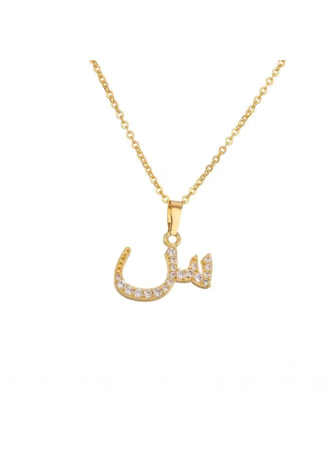 Rovaux Arabic Letter 'Seen' Necklace 18k Gold Plated
