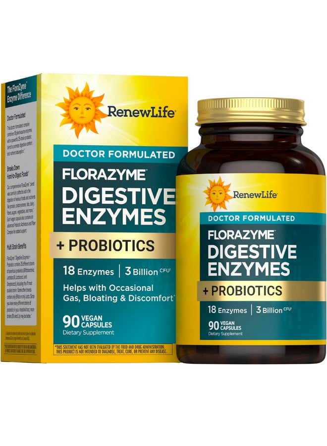 Renew Life إنزيمات فلورازيم الهضمية من رينيو لايف مع البروبيوتيك | مصممة من قبل الأطباء | تساعد في الغازات العرضية، الانتفاخ والانزعاج | صحة الجهاز الهضمي والمناعة | خالية من الألبان | 90 كبسولة نباتية - Image 1