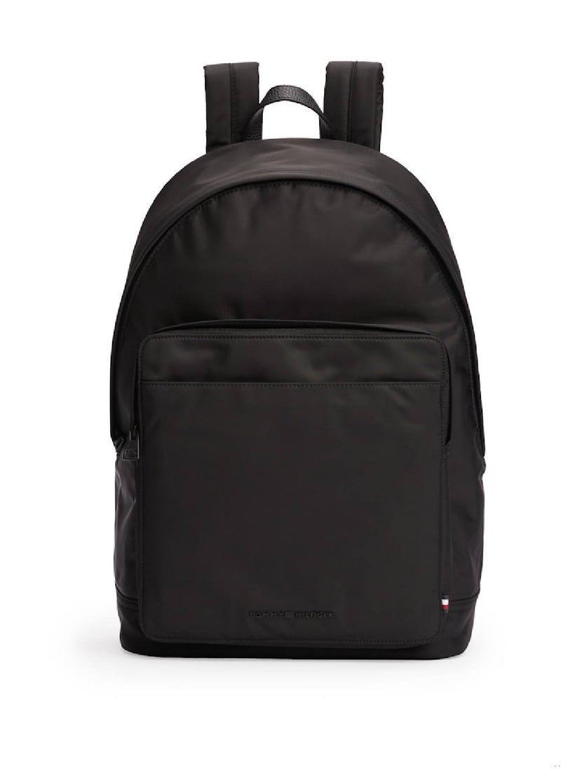 TOMMY HILFIGER - Men's Textured Logo Dome Backpack, Black- Recycled Polyester - Image 1