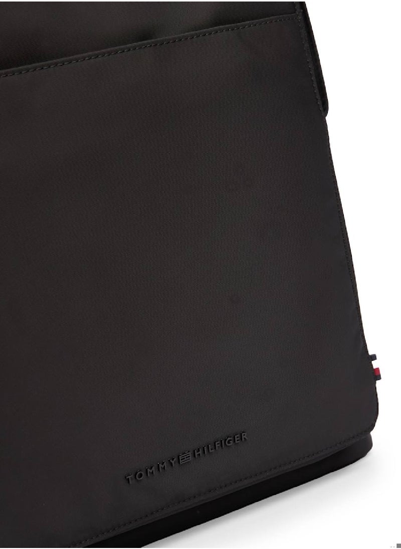 TOMMY HILFIGER - Men's Textured Logo Dome Backpack, Black- Recycled Polyester - Image 1