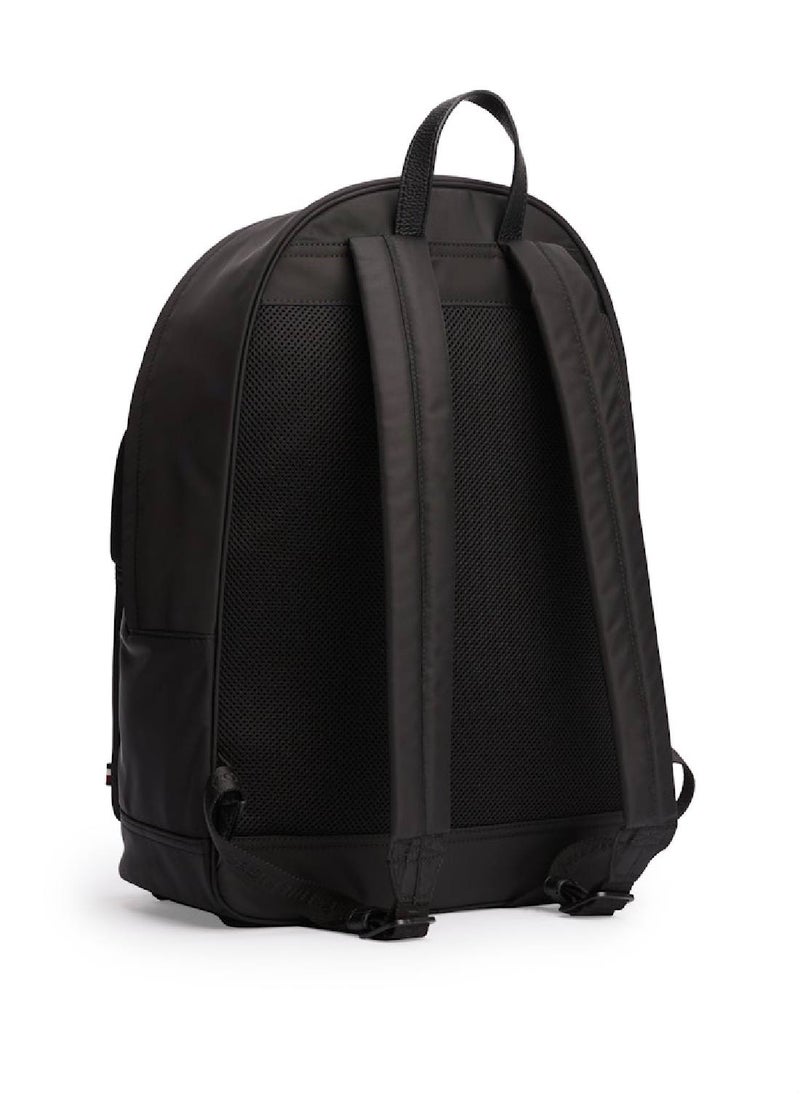 TOMMY HILFIGER - Men's Textured Logo Dome Backpack, Black- Recycled Polyester - Image 1