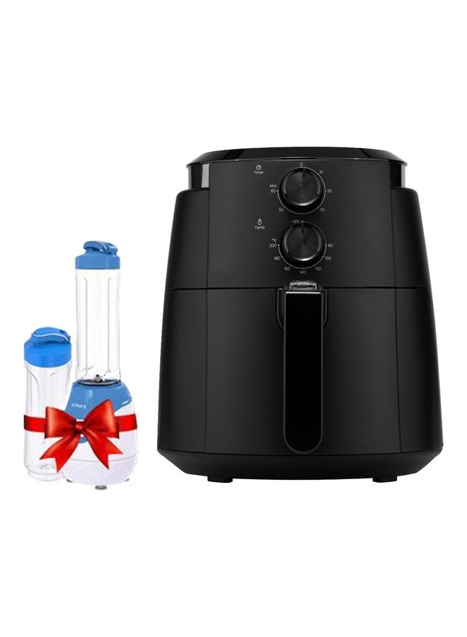 evvoli Air fryer 4 Liters No Pre-Heat Needed No-Oil Frying Fast Crispy and healthy Temperature Control black with free Blender 4 L 1500 W EVKA-AF4001BSB Black - Image 1